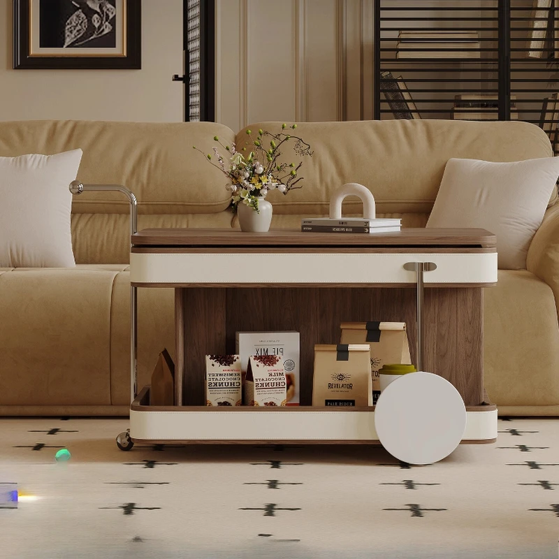 

Italian movable side table living room 2025 new medieval creative lifting trolley coffee table