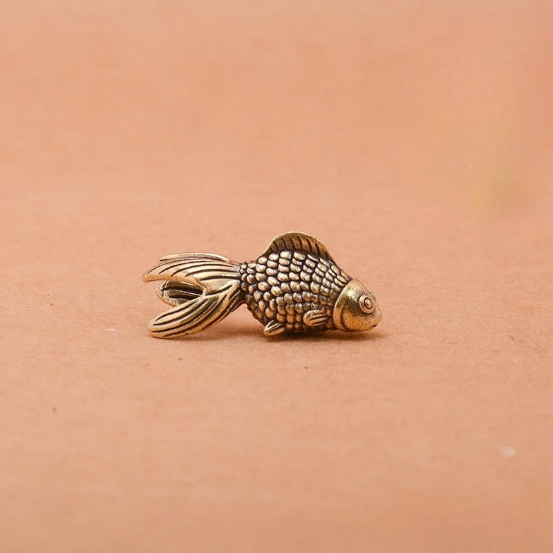 Creative Brass Goldfish Ornament Living Room Office Desk Tea Pet Copper Ware Home Decoration Accessory Cute Animal Miniatures