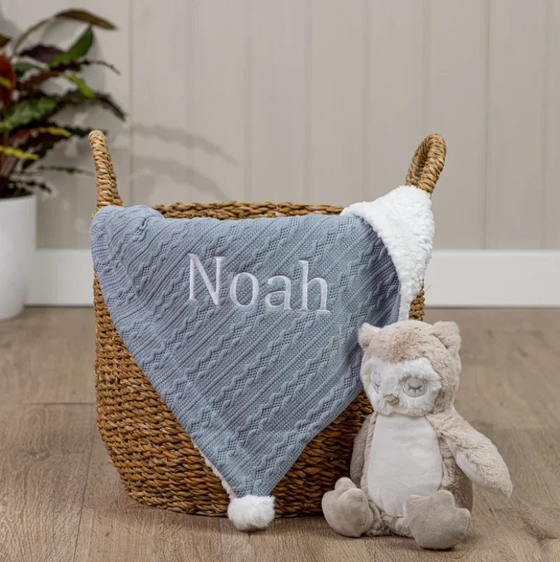 

Baby Blanket Custom Embroidered Name Kids Pom Pom Soft Blanket Personalized Name Newborn Baby Shower Party Gift Stroller Blanket