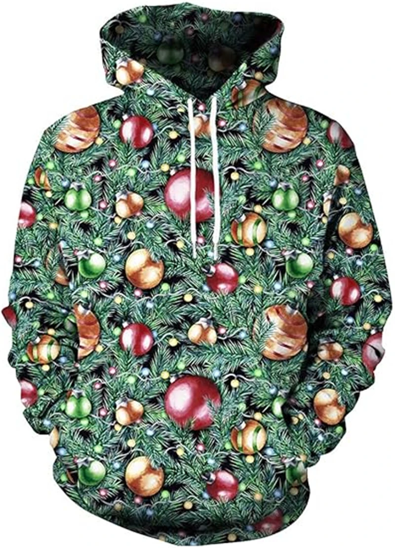 الرجال عيد الميلاد هوديس ثلاثية الأبعاد الطباعة سانتا كلوز نمط عادية العلوي البلوز الألبكة ملابس للرجال ملابس الشارع الشهير المألوف