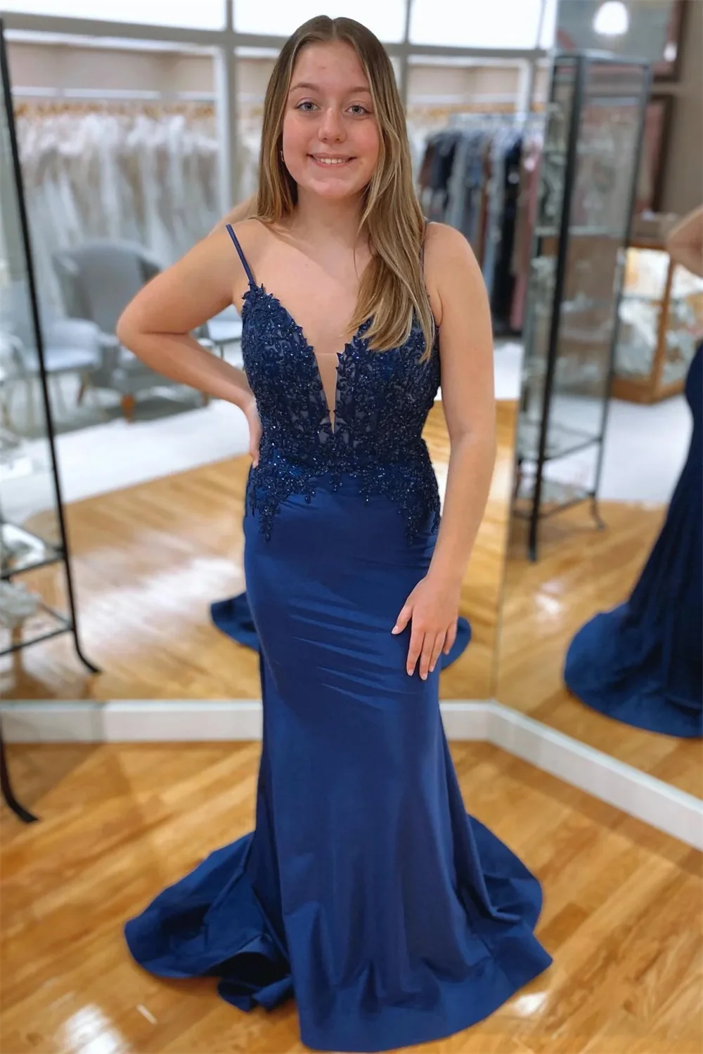 Annie Donkerblauwe Prom Jurken Geborduurde Kralen Zeemeermin Trouwjurk Sexy Backless Corset Cocktail Jurken Vestidos De Fiesta