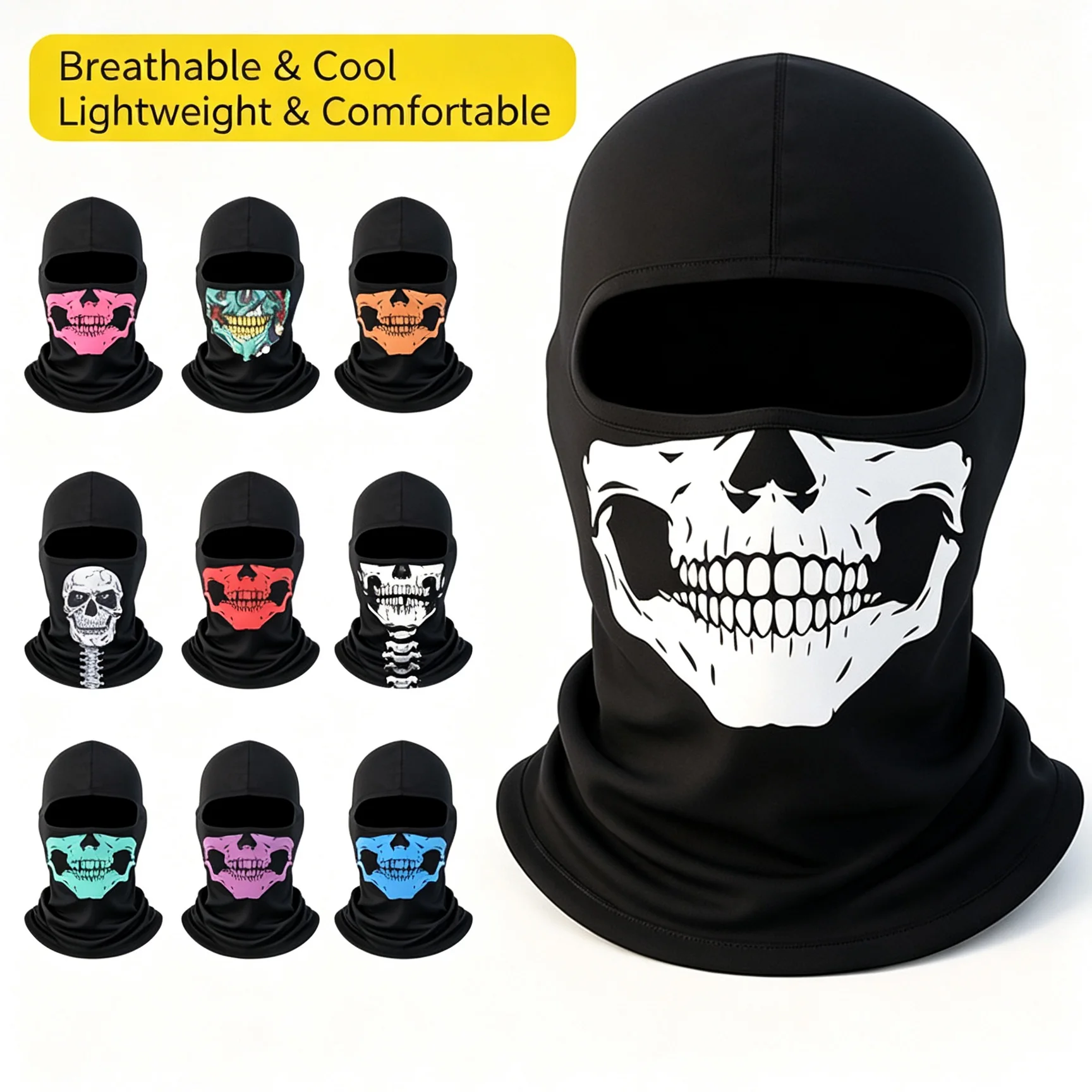 Totenkopf-Gesichtsmaske Kühlende Eisseide Balaclava UV-Sonnenschutz Kopfbedeckung für Radfahren Angeln Motorrad Outdoor-Sport