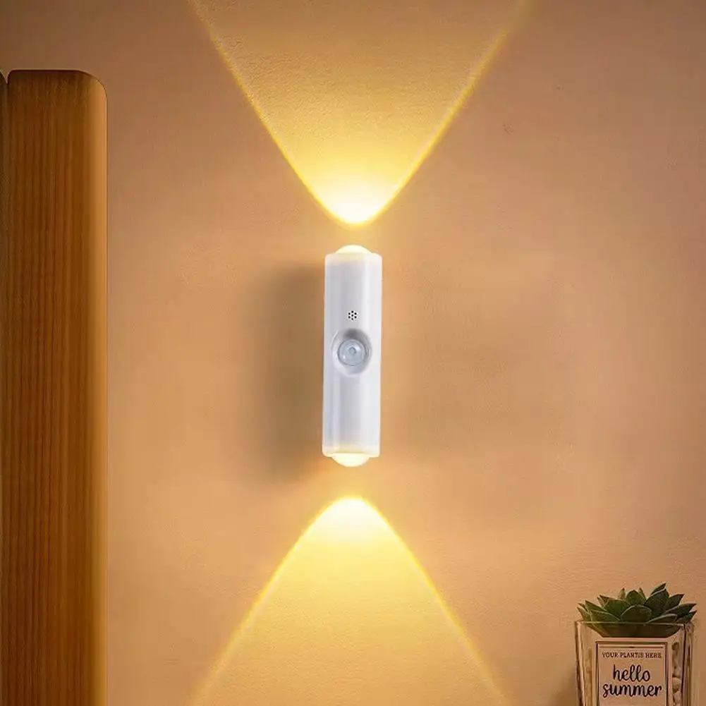 مصباح خزانة مزدوج الرأس تحت أضواء المطبخ مع مستشعر حركة ثلاثي الألوان أبيض أو ضوء غروب الشمس اختياري قابل لإعادة الشحن RGB #3