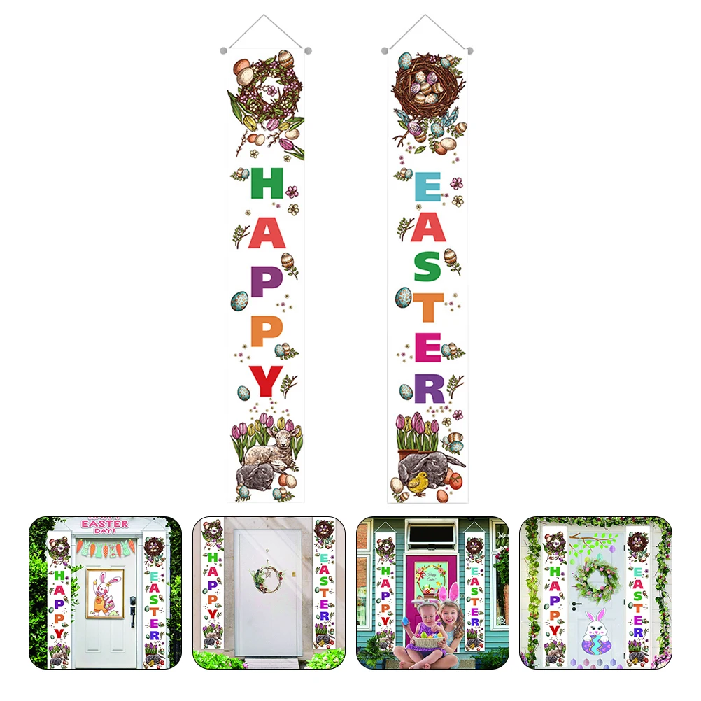 

1 Pair Easter Door Banners Decorative Door Curtains Porch Signs Party Decorations For Easter Holiday Home Decor Large Size Easy