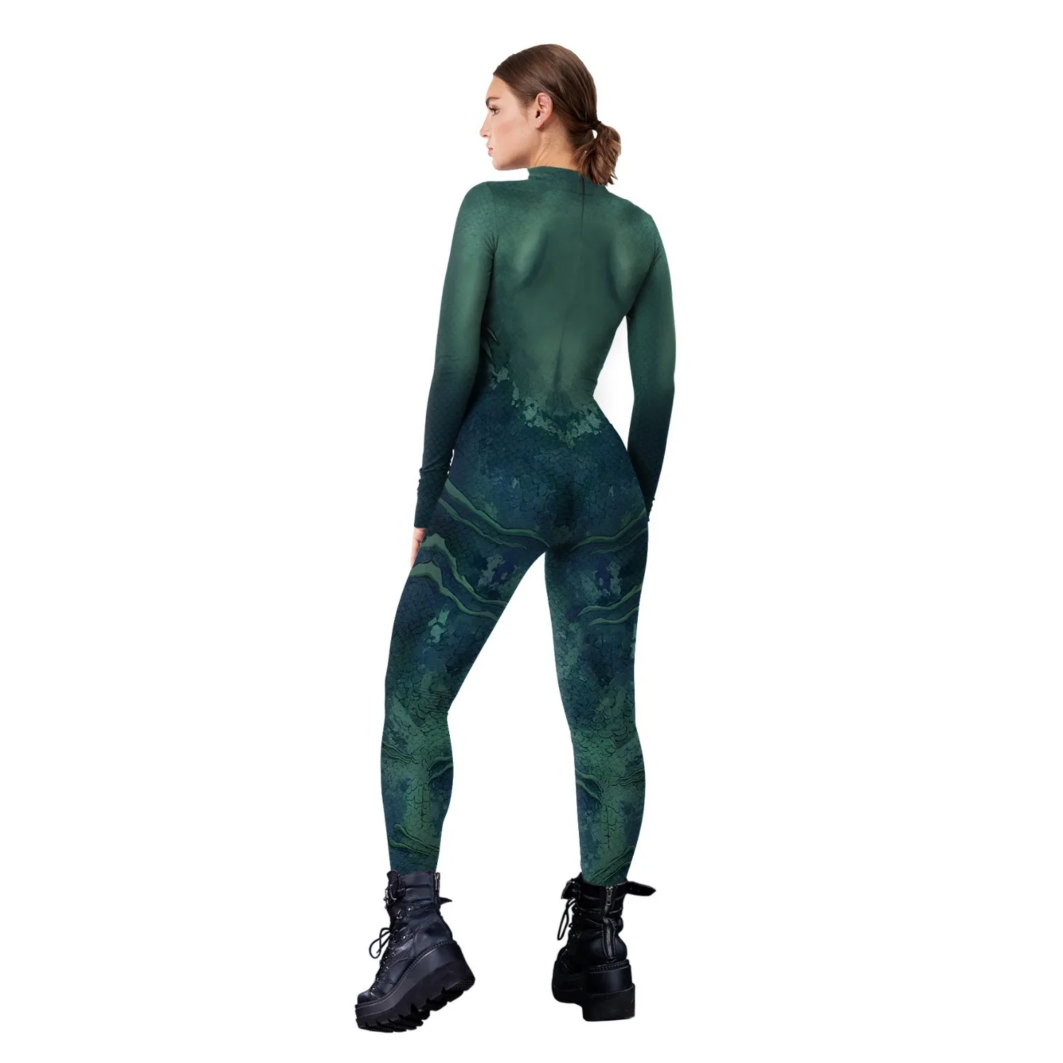 2024 New Mermaid Pattern 3D Digital Printed Coverall Long Sleeve Halloween Coverall Adult Party Performance Costume