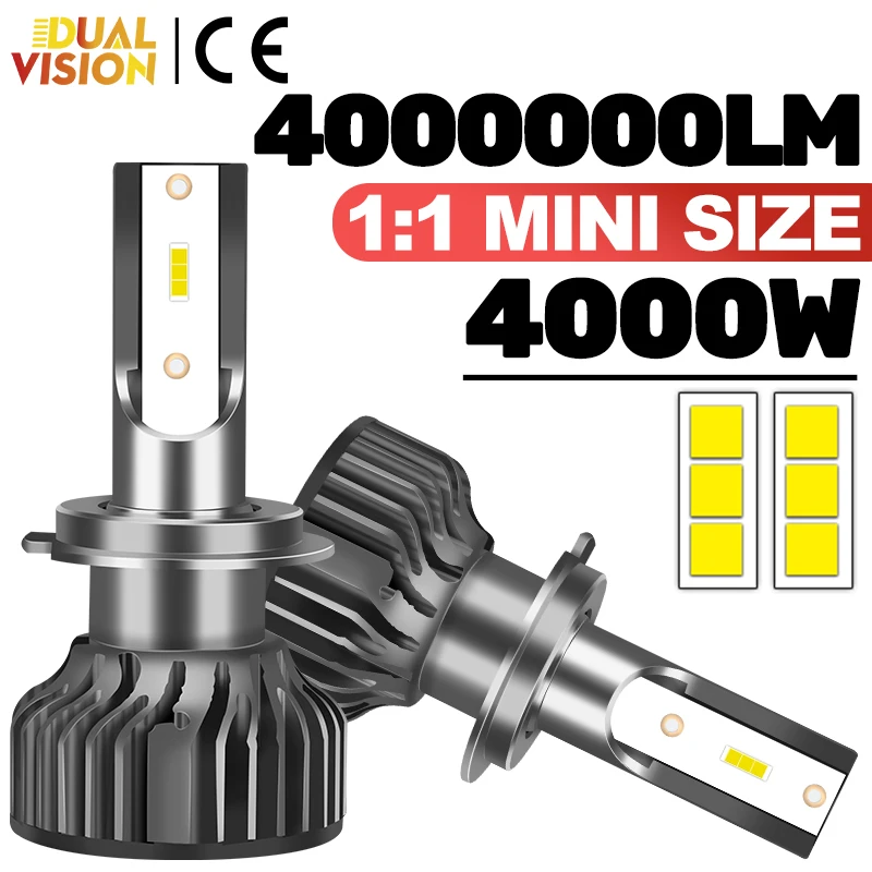 

4000 Вт H7 светодиодные автомобильные фары высокой мощности Canbus 6000K декодер 3570 CSP H4 H1 H11 H8 H9 9005 9006 HB3 HB4 Противотуманные фары дальнего ближнего света