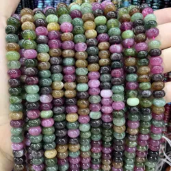 5X8MM Natural Stone Rondelle Colorful Tourmaline Round Loose Space Beads For Jewelry Making Diy Bracelet Necklace Accessories