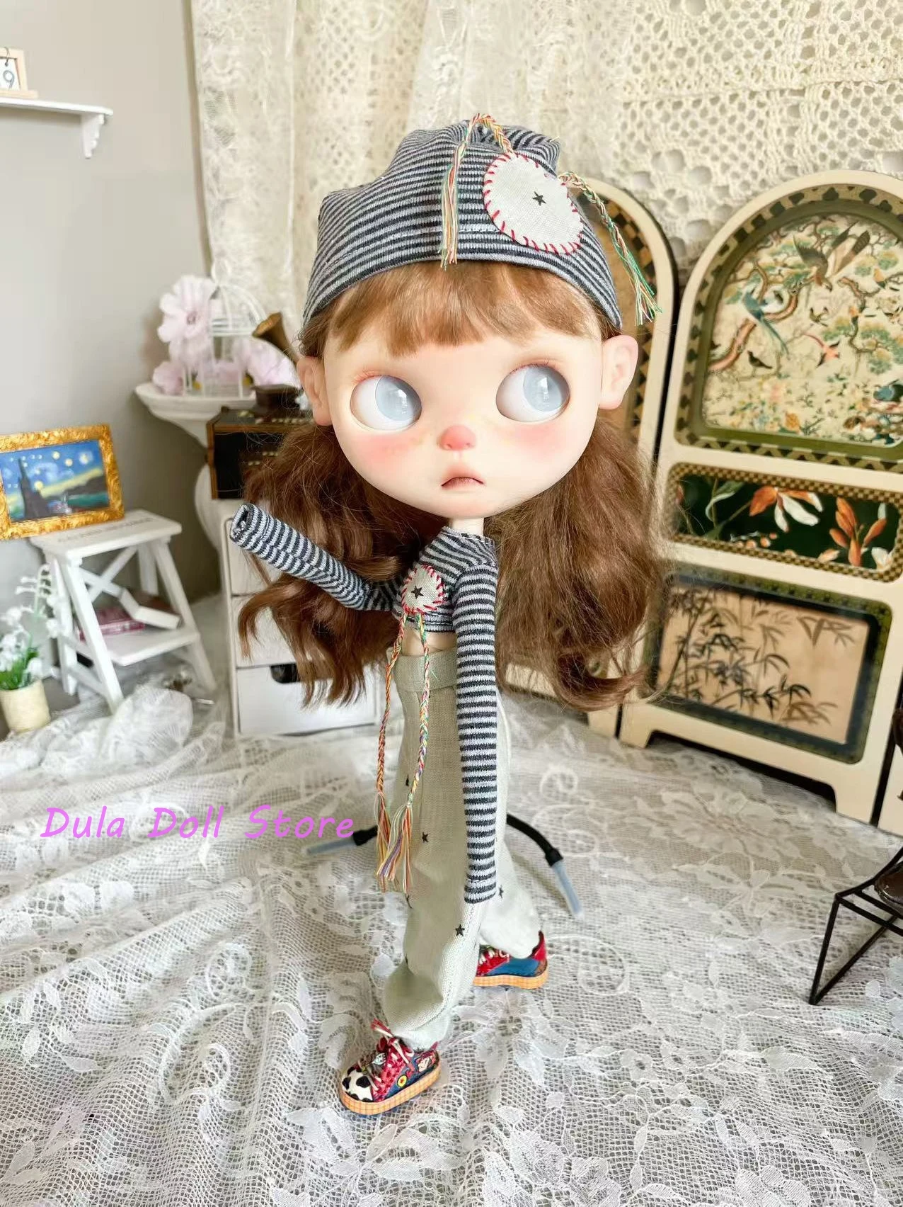 

Dula Doll Clothes Short top long sleeve wide leg pants casual outfit Blythe ob24 ob22 ICY JerryB 1/6 Doll Accessories