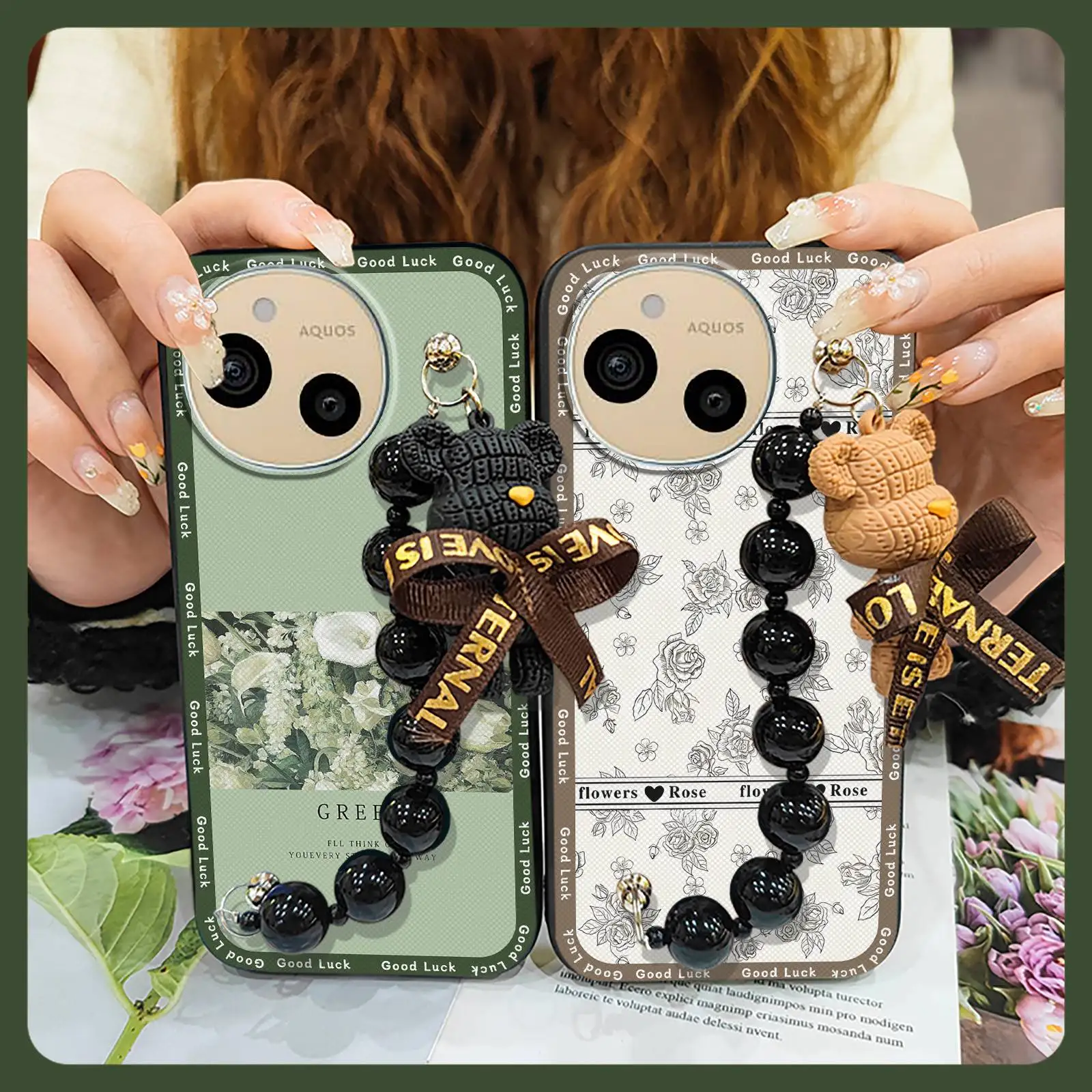 Anti-knock protective case Phone Case For Sharp Aquos sense9/SHG14/SH-53E Bear bracelet Waterproof Dirt-resistant cute