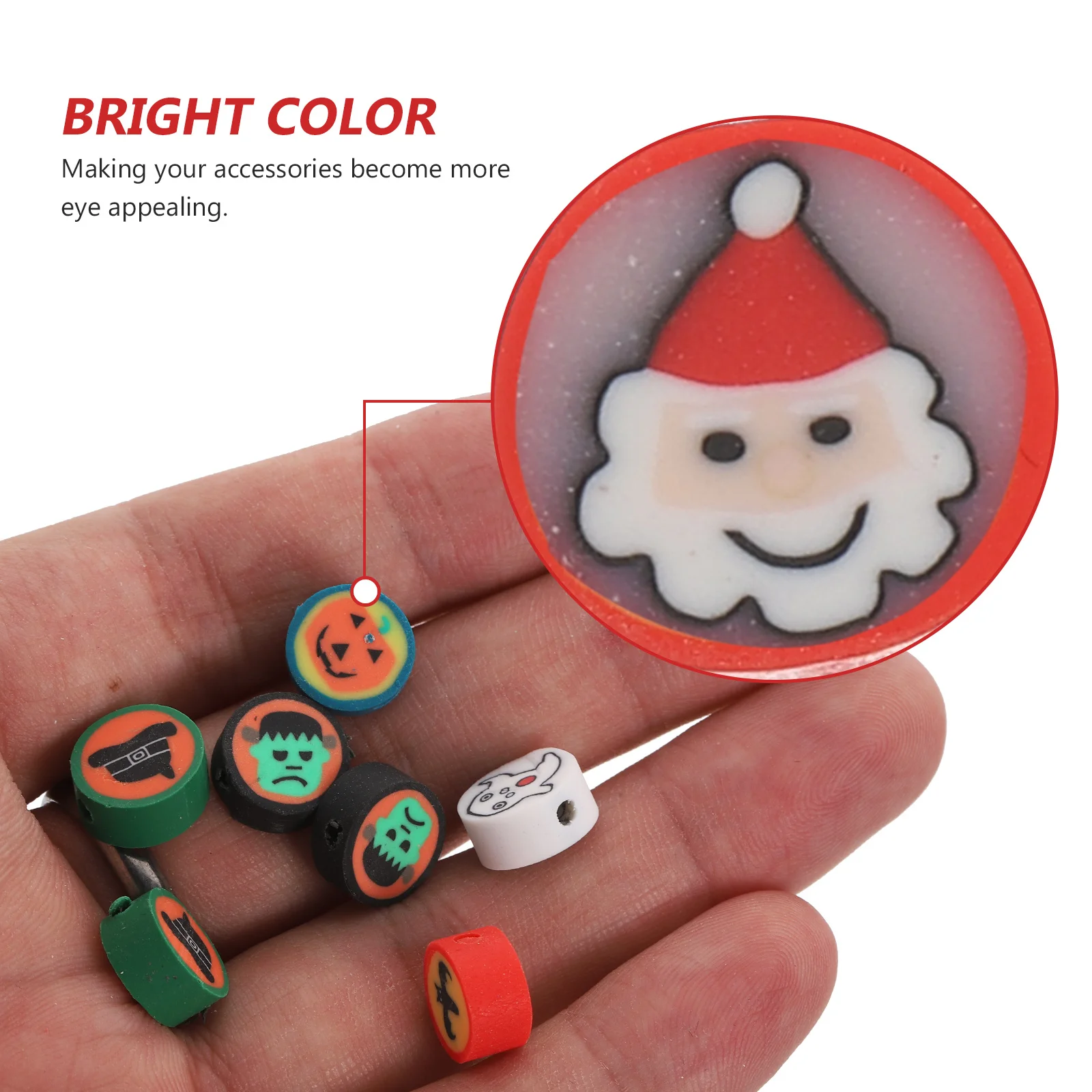 

100Pcs Polymer Clay Slice Christmas Loose Bead DIY Jewelry Making Bracelet Necklace Craft Spacer Beads Polymer Clay Slice