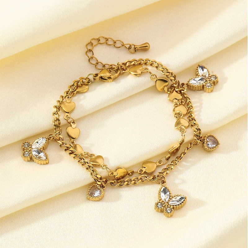 GANPUP 316L Edelstahl Schmetterling Kette Armband Für Frauen Metall Gold Farbe Charme Schmuck Wasserdichte Zubehör Bijoux Geschenk – Detail 13