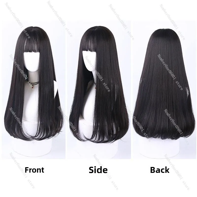 Wig, Women's Air Bangs, Long Straight Hair, New Style, No Trace, Cute, Short, Medium, Long, Curly Hair, Full Head Cover