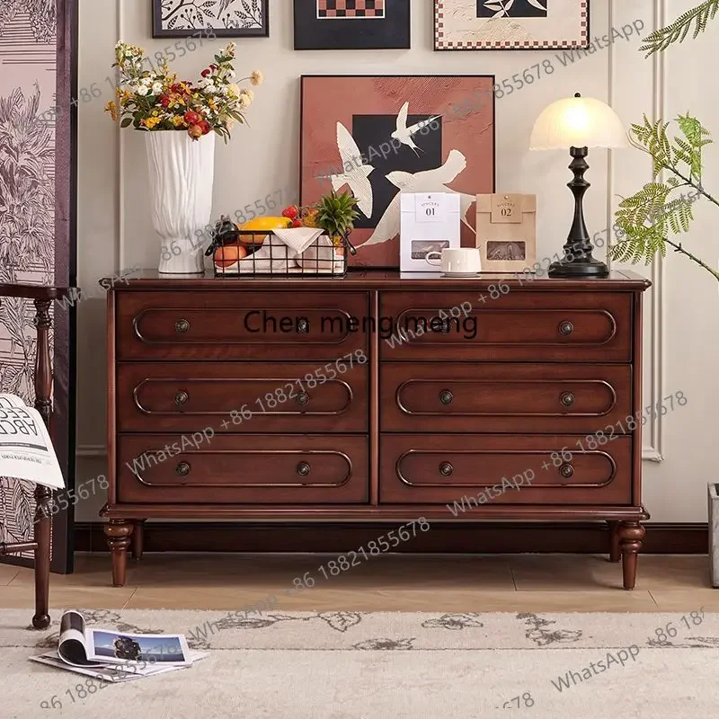 

F150 American retro vintage style chest of drawers six buckets living room entrance storage sideboard storage