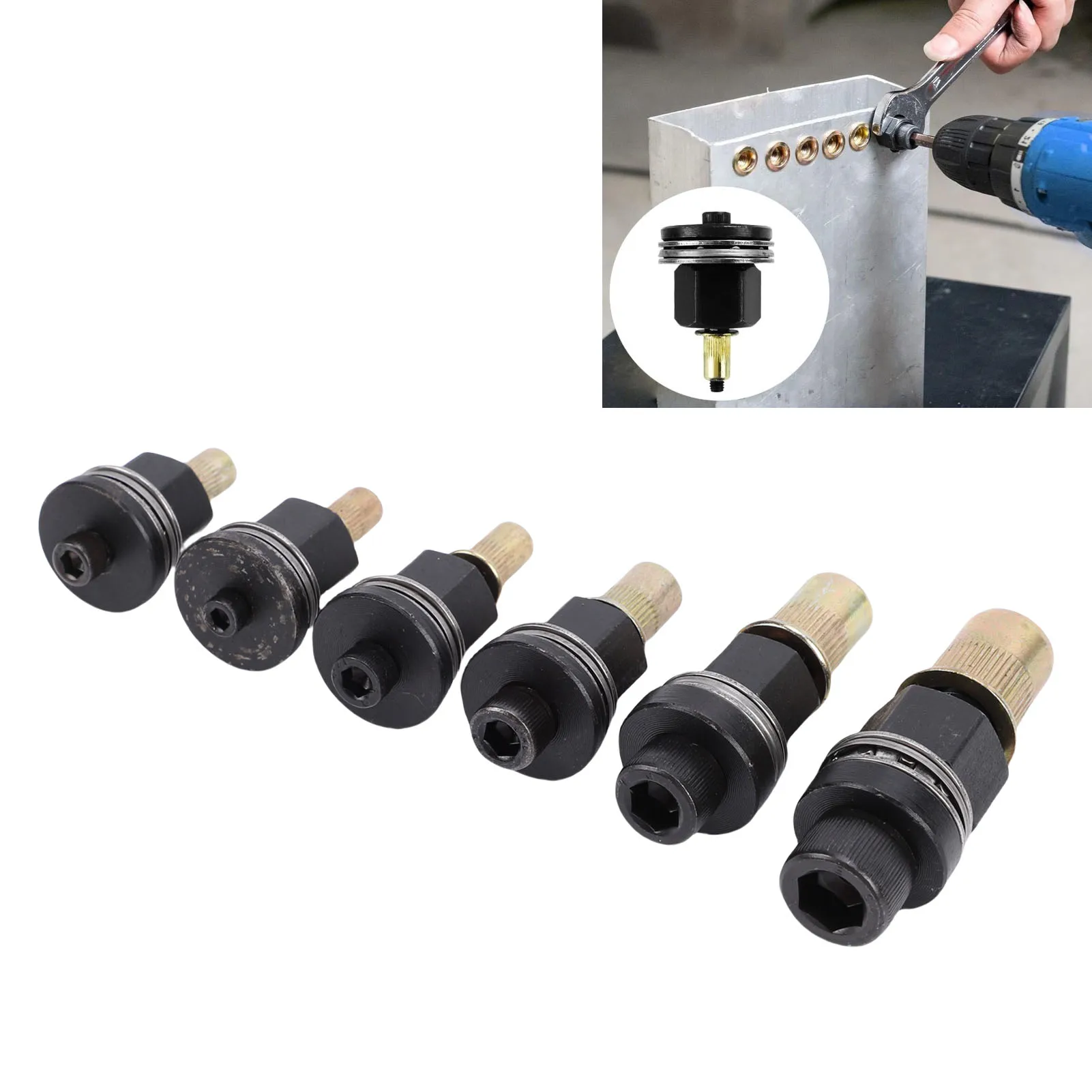 Hand Rivet Nut Tool Mandrels Manual Rivnut Tool Mandrel Set Accessories 10#-24~3/8-16 Hand Rivet Nut Tool Accessories