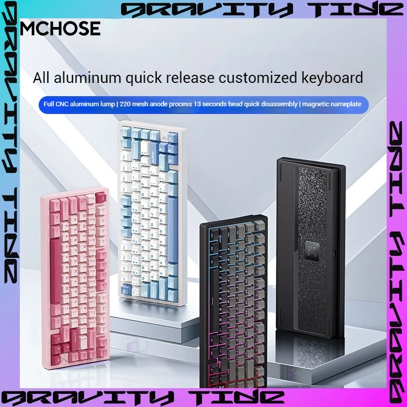 MCHOSE KX75 Aluminum Mechanical Keyboard Valorant Customized Three Mode Wireless Bluetooth Apex cs 2 pubg Special for E-sports