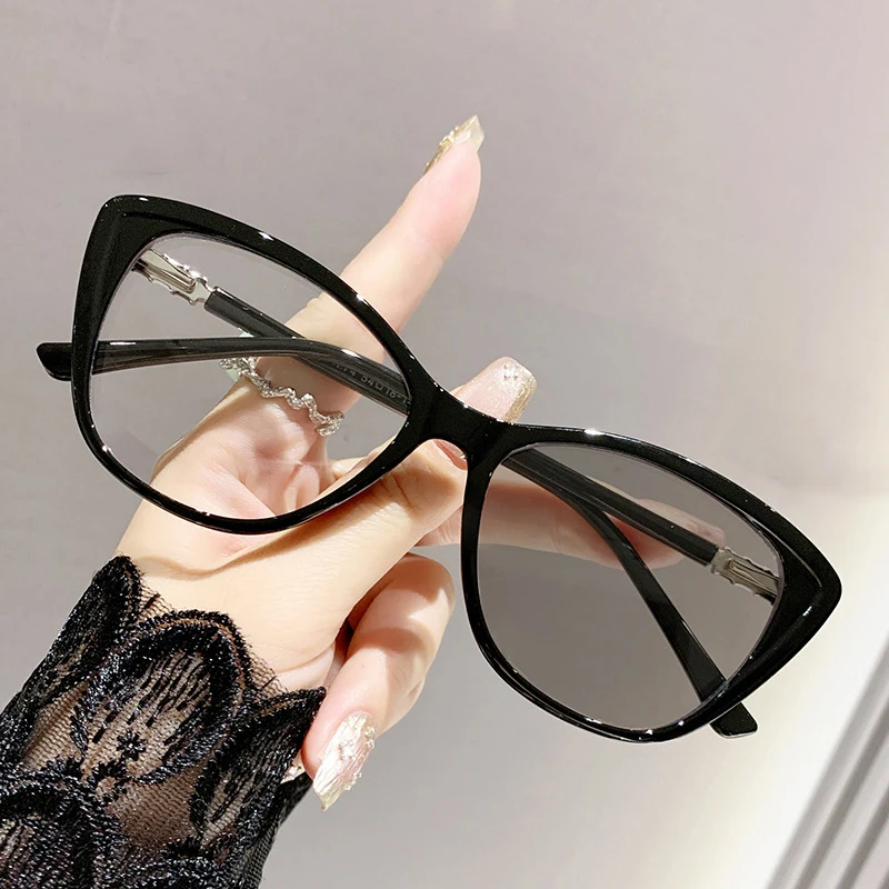New Trendy Cat Eye Photochromic Anti-UV Sunglasses Vintage Blue Light Blocking Color Changing Minus Glasses with Diopter To -4.0
