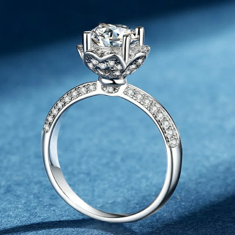 

Женское кольцо Sweet Ring с муассанитом 1 карат из платины PT950 - Кольцо в форме букета из платины для женщин, идеальный подарок на праздник