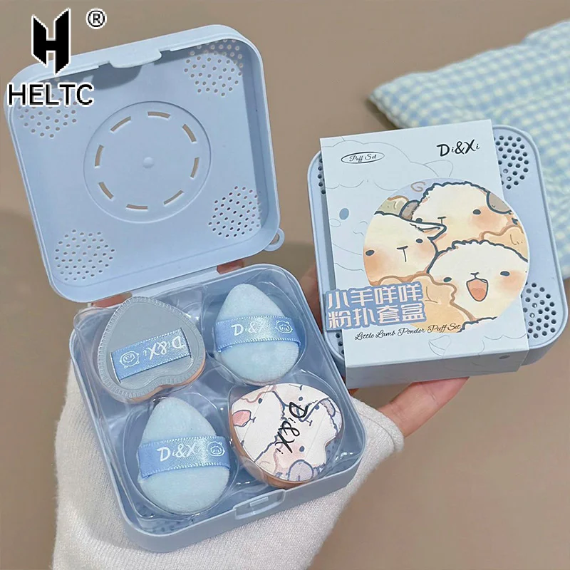 5 Pieces Cute Lamb Powder Puff Set Soft Flocking Wet And Dry Dual Use Sponge Mini Finger Tip Puffs For Makeup