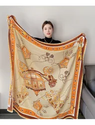 Winter Grote Zachte Sjaal Designer Luxe Giant Herms Kasjmier Sjaals Wraps Vrouwen Warm Kasjmier 130 cm