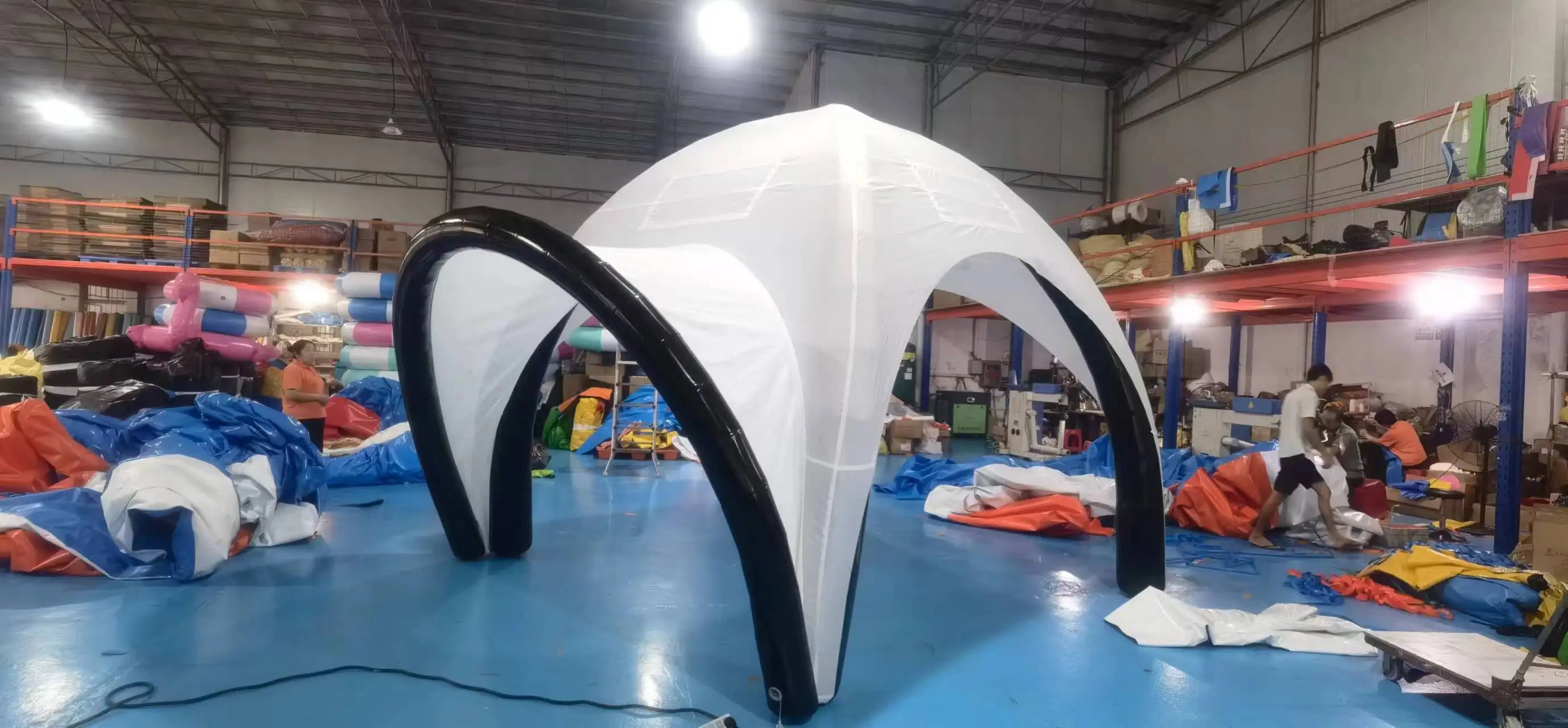 New Design Grey Igloo Inflatable Spider Tent with Half Dome Tarpaulin and Logo Includes Free Electric Air Blower for Italy