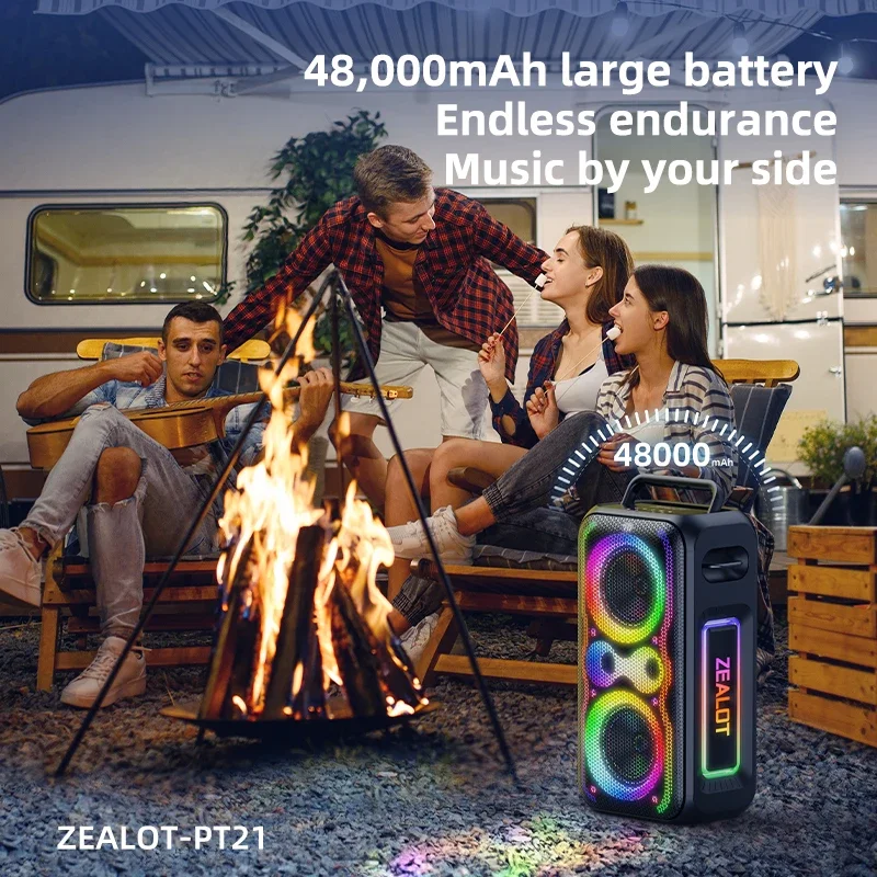 ZEALOT-PT21 Large Portable Bluetooth Speaker Loudest，200W Deep