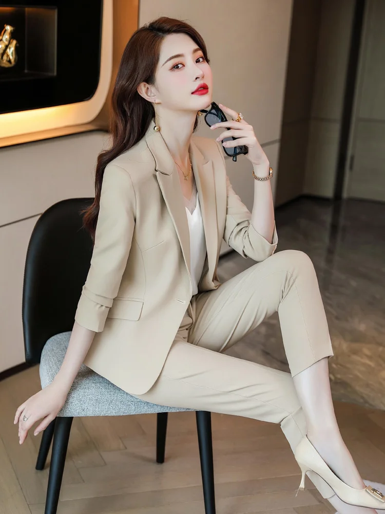 Blazer Office Lady Classic Coat Basic Or Pants Elegant Chic Casual Simple Temperament All-match Straight Soft Clothes New