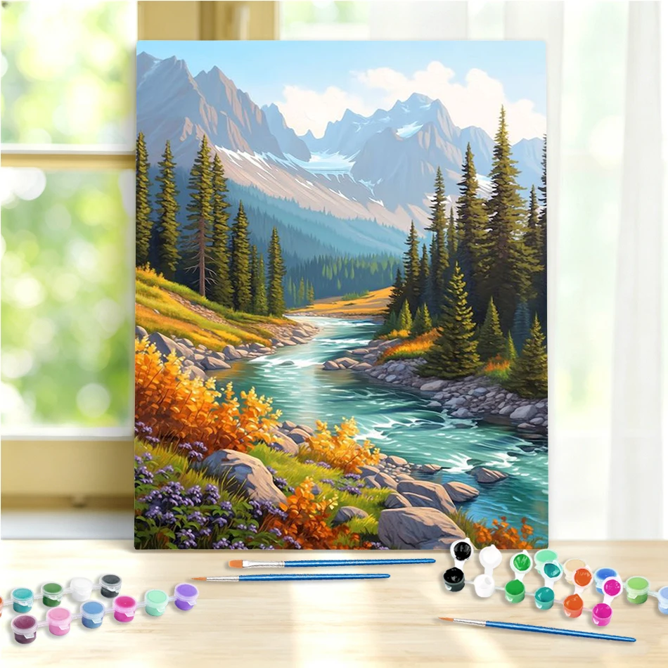 GATYZTORY Painting By Numbers Home Decor Gift Pictures By Numbers Forest Landscape Easy Paint Art Supplies Canvas Painting