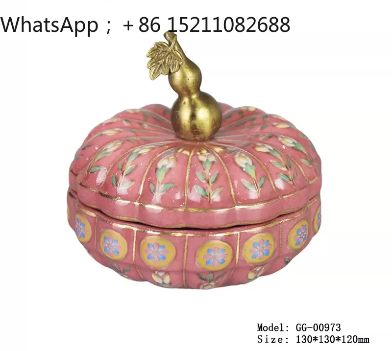 SCY copper with ceramic bedroom jewelry box luxury dragonfly decorative cover box light green pumpkin storage box