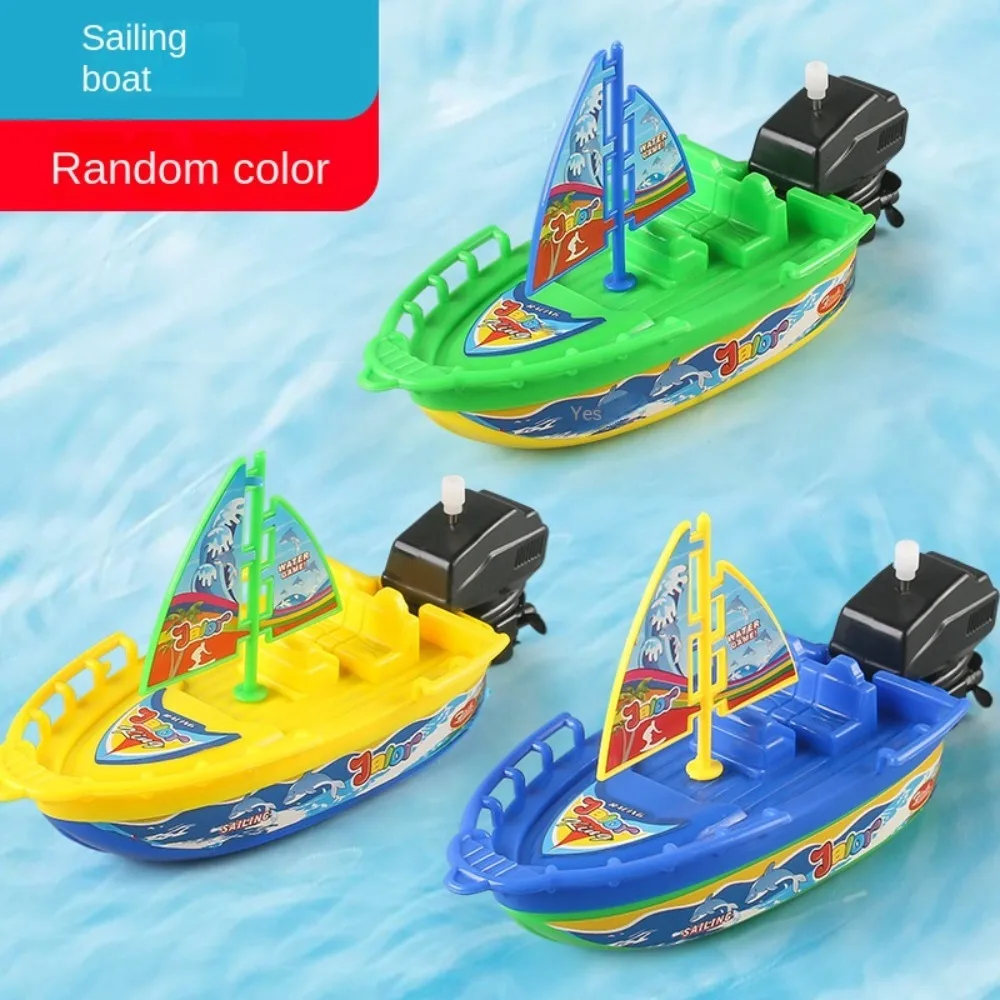 

Mini Ship Shower Bath Float in Water Motorboat Wind Up Clockwork Kid Speed Boat Ship