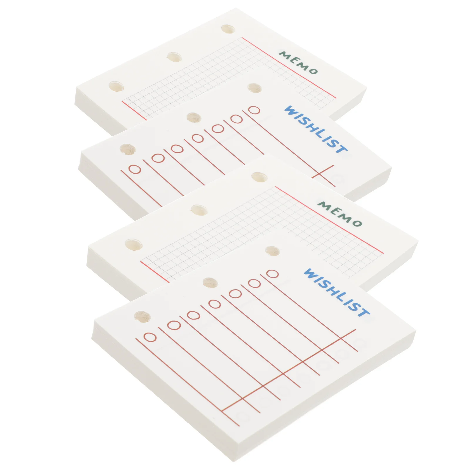 4 pezzi di ricariche per notebook per agenda, fogli interni a fogli mobili, fogli di ricambio, carta da lettere perforata per diario di viaggio per ufficio studente