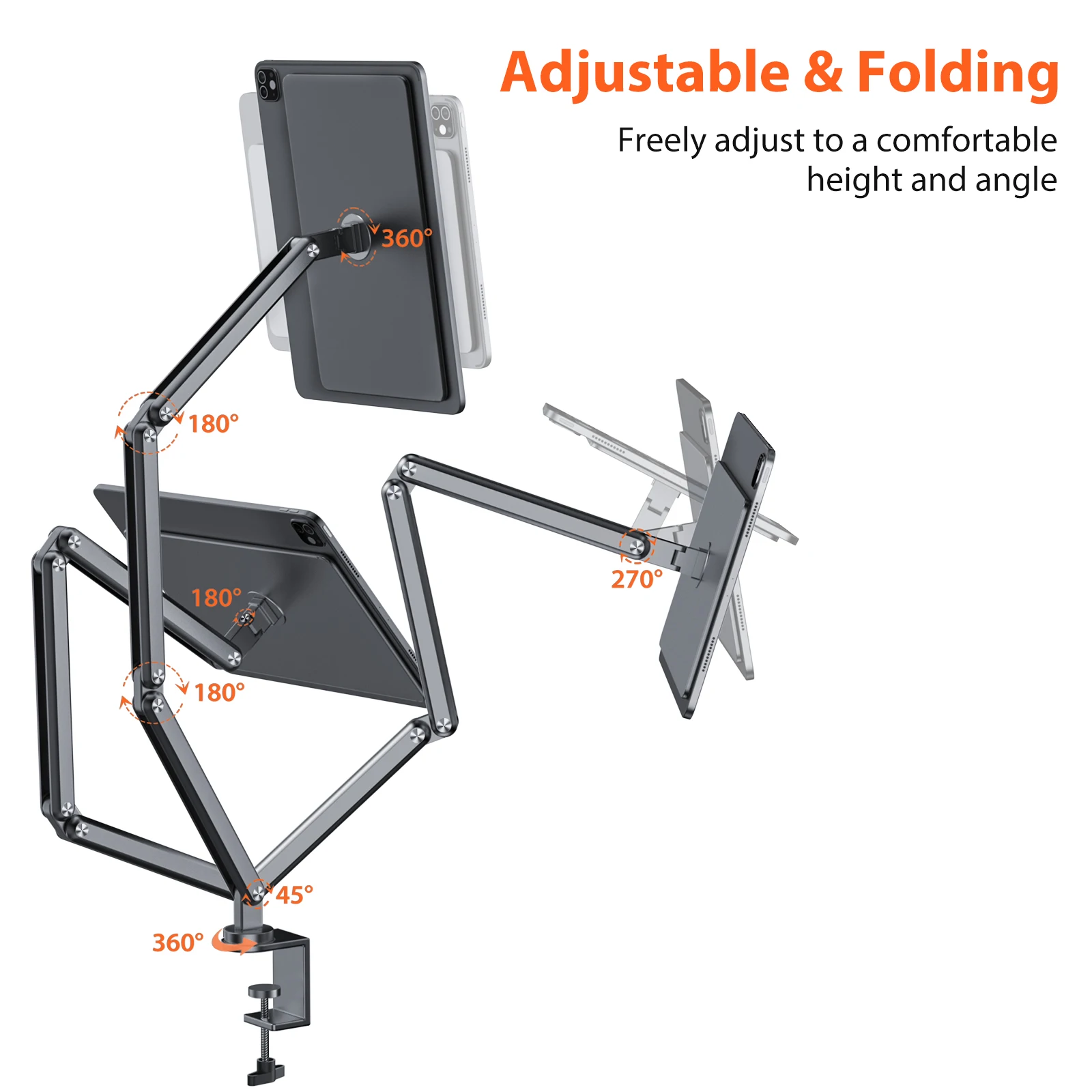 KUXIU Magnetic Arm Stand Only for iPad Pro 11/13 inch M4(2024), Foldable Tablet Bracket for Working/Gaming,Tablet Accessories