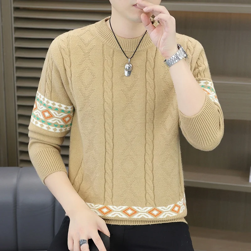 

Модный повседневный круглый трикотаж Ne для мужчин, молодежный теплый универсальный цветной свитер Blo, удобная длинная внутренняя одежда Sve