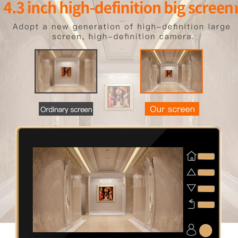 4.3Inch Doorbell Camera Motion Detection Recording Display Video Peephole Viewer Ring Doorbel