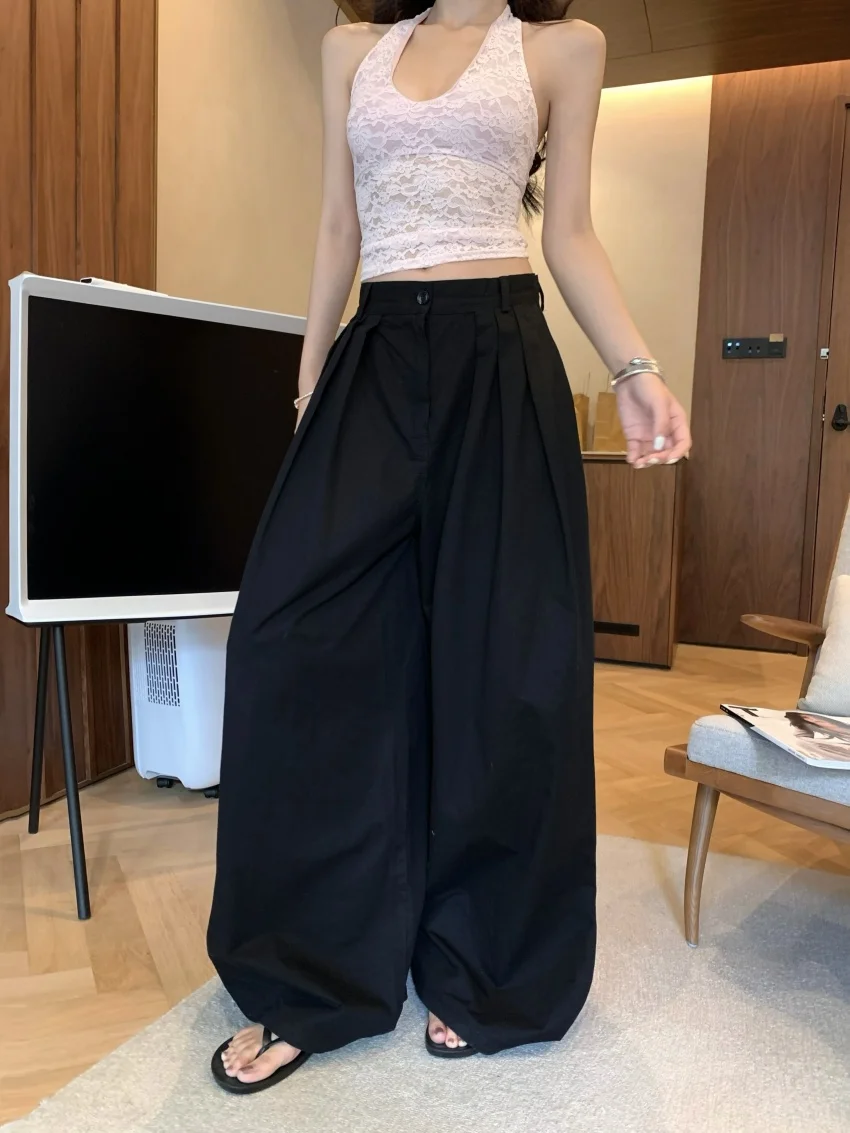 Alien Kitty Hot Sale Women Slim Tank Tops Deep V-Neck Wide Leg Mopping Pants Summer 2025 Party Mujer High Street Chic New Sexy