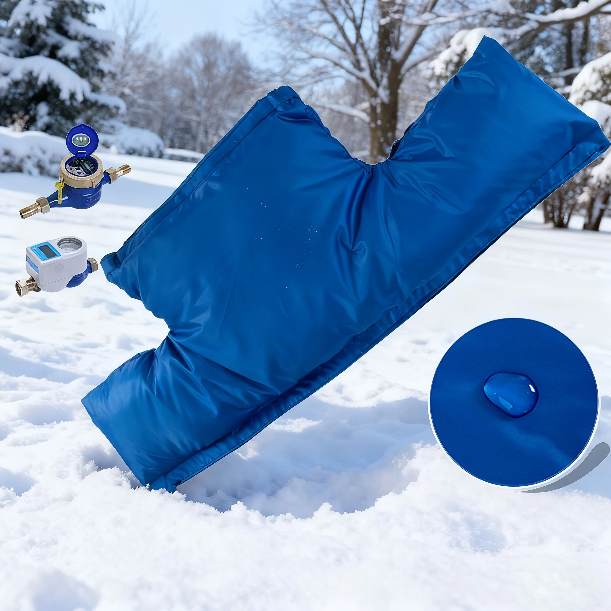 Cubierta para medidor de agua de invierno de doble cara de alta resistencia: protector de tubería de poliéster aislado resistente al frío con diseño extraíble