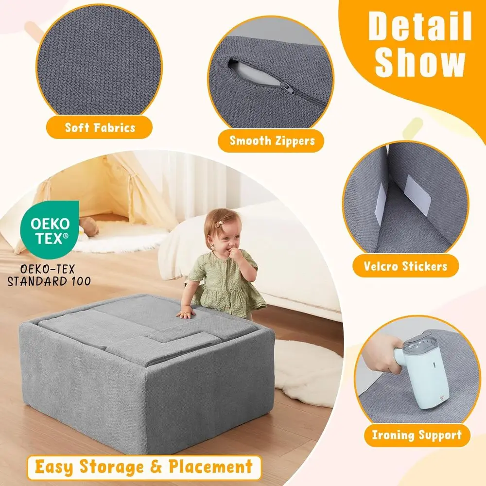 6-częściowy zestaw piankowych klocków do wspinaczki dla maluchów z basenkiem z kulkami, miękki zestaw do zabawy w pomieszczeniach dla dzieci w wieku 1-3 lat, zmywalna struktura modułowa (kulki nie są dołączone)