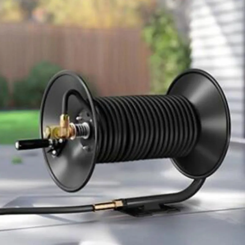 Pressure Washer Hose Reel with Brass Swivel Joint Stable Versatile Heavy Duty for Outdoor Hose Reel Hand Crank Garden Car Wash