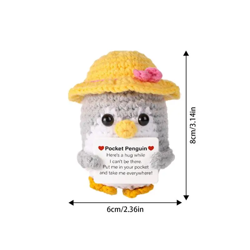 Funny Pocket Penguin Hug Positive Energy Collectible Penguin With Encouragement Card Small And Cute Toy Wearing Hat Doll For