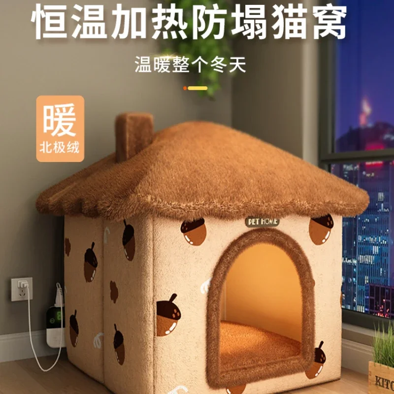 Electrically heated cat house, winter insulation,constant temperature cat house, electric blanket, pet enclosed winter cat villa