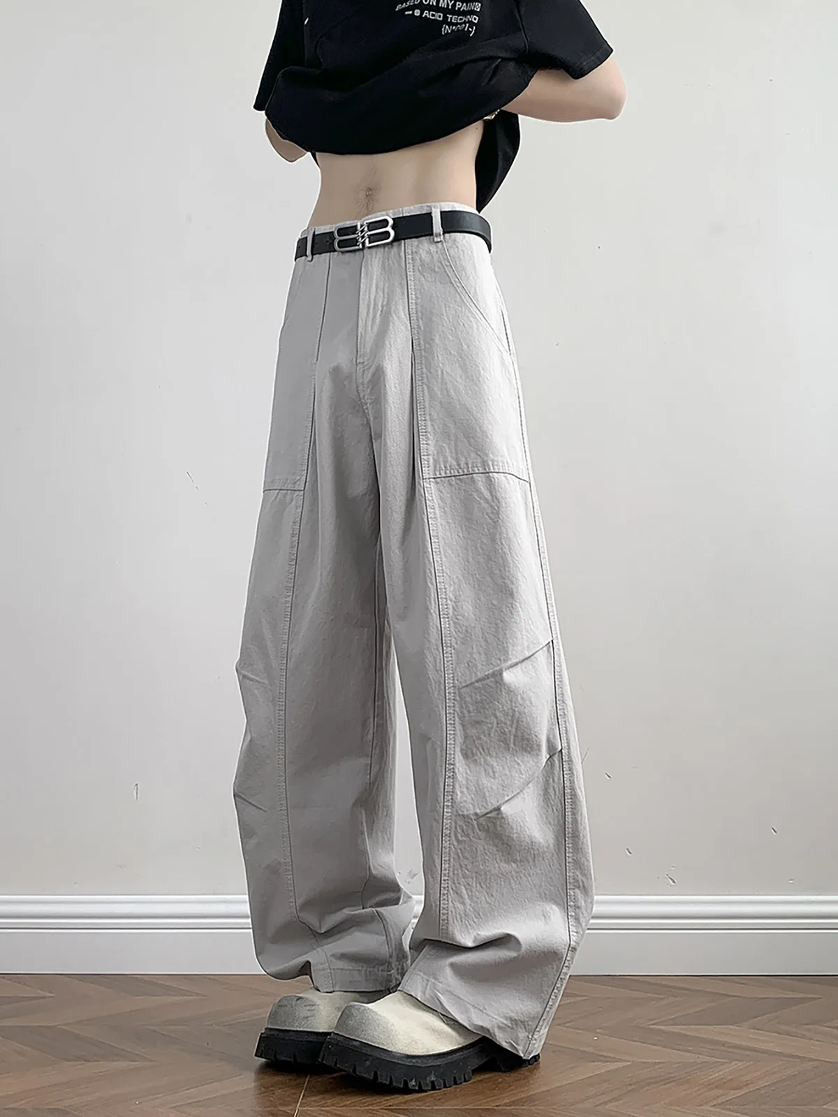 

Pure Cotton American Sle Workwear Pants Loose Wide Leg Casual Drapey Straight Leg Slimming Versatile Long Trousers for Boys