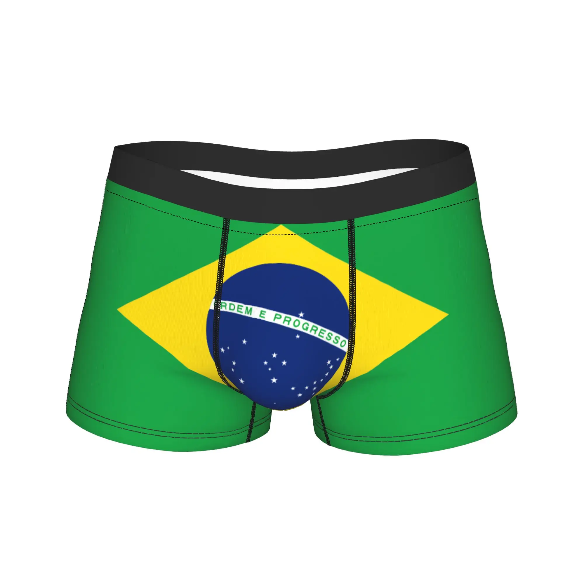 Minimal Brazil Flag Print Underwear  Men Underpants Design Comfortable Boxer Shorts Hot Sale Shorts Briefs Plus Size 2XL