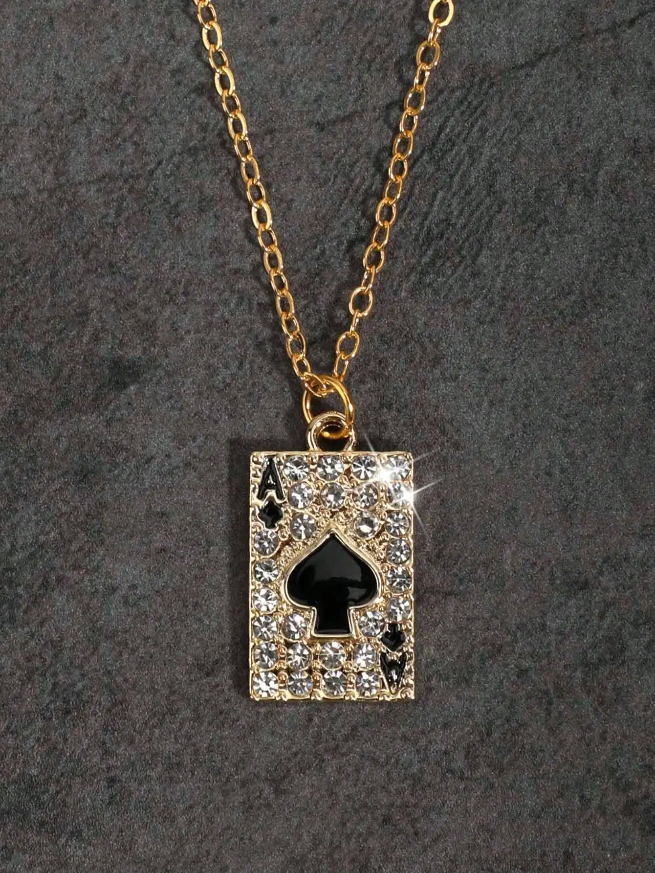 Personalized Ace Of Spades Playing Card Necklace, Unisex Collarbone Chain