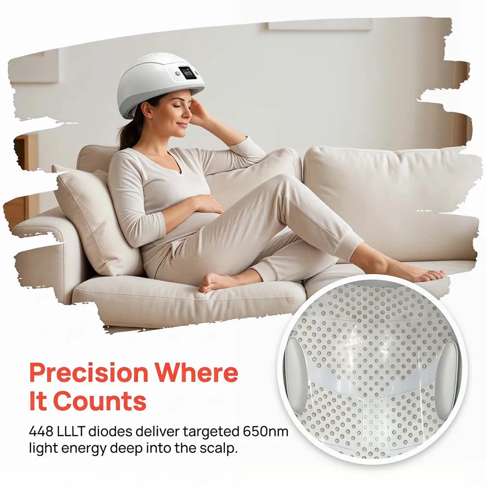 

448 Laser Diodes 650nm LLLT Laser Hair Growth Cap Scalp Massager with LCD Timer Anti Hair Loss Hair Regrowth Device for Home Use