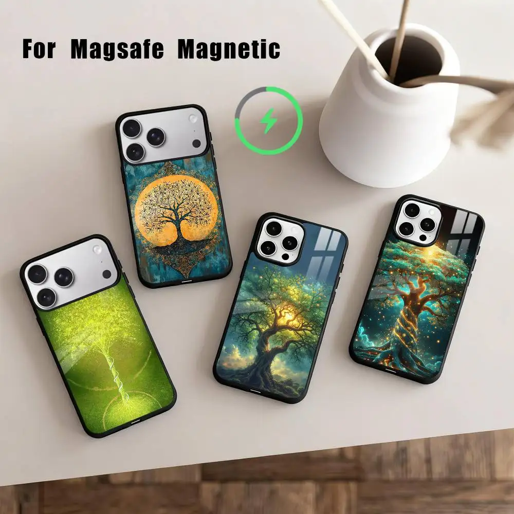 

W-World L-Life Tree Mobile Phone Case For iPhone 17,16,15,14,13,12,Plus,Pro,Max for Magsafe Magnetic Wireless Charging