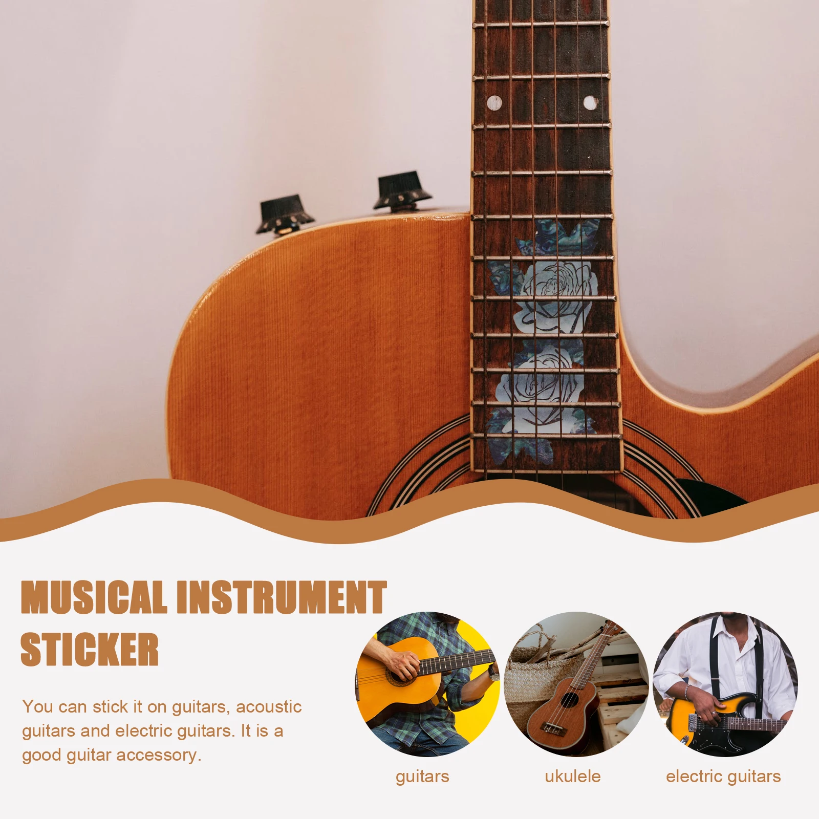 

Guitar Sticker Creative Decals Fingerboard Musical Instrument Pattern Electric Patch Pvc Fretboard DIY