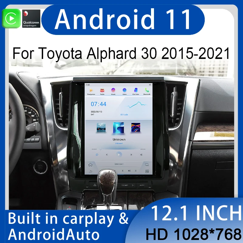 12.1 inch Android 11 Wireless Apple Carplay Anto For Toyota Alphard 30 2015-2021 GPS Navigation Car Radio Multimedia Player