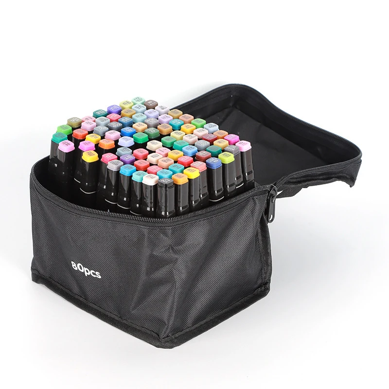 24-168 kleuren Dual Tip Art Markers Set, alcoholmarkeringen voor volwassen studenten, professionele schetspennen voor tekenen/schetsen/manga