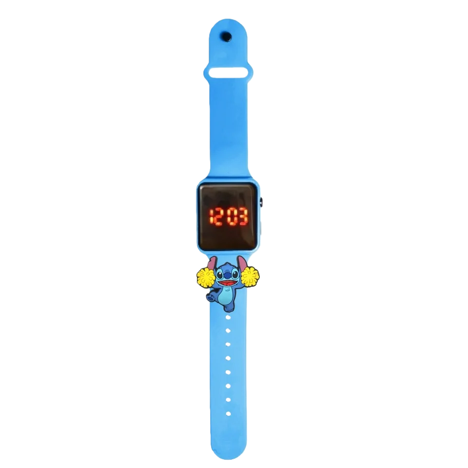 Jam Tangan Anak Stitch Jam Tangan Modis Kartun Jam Tangan Tampilan LED Digital Elektronik Jam Tangan Anak Hadiah Liburan Tahan Air
