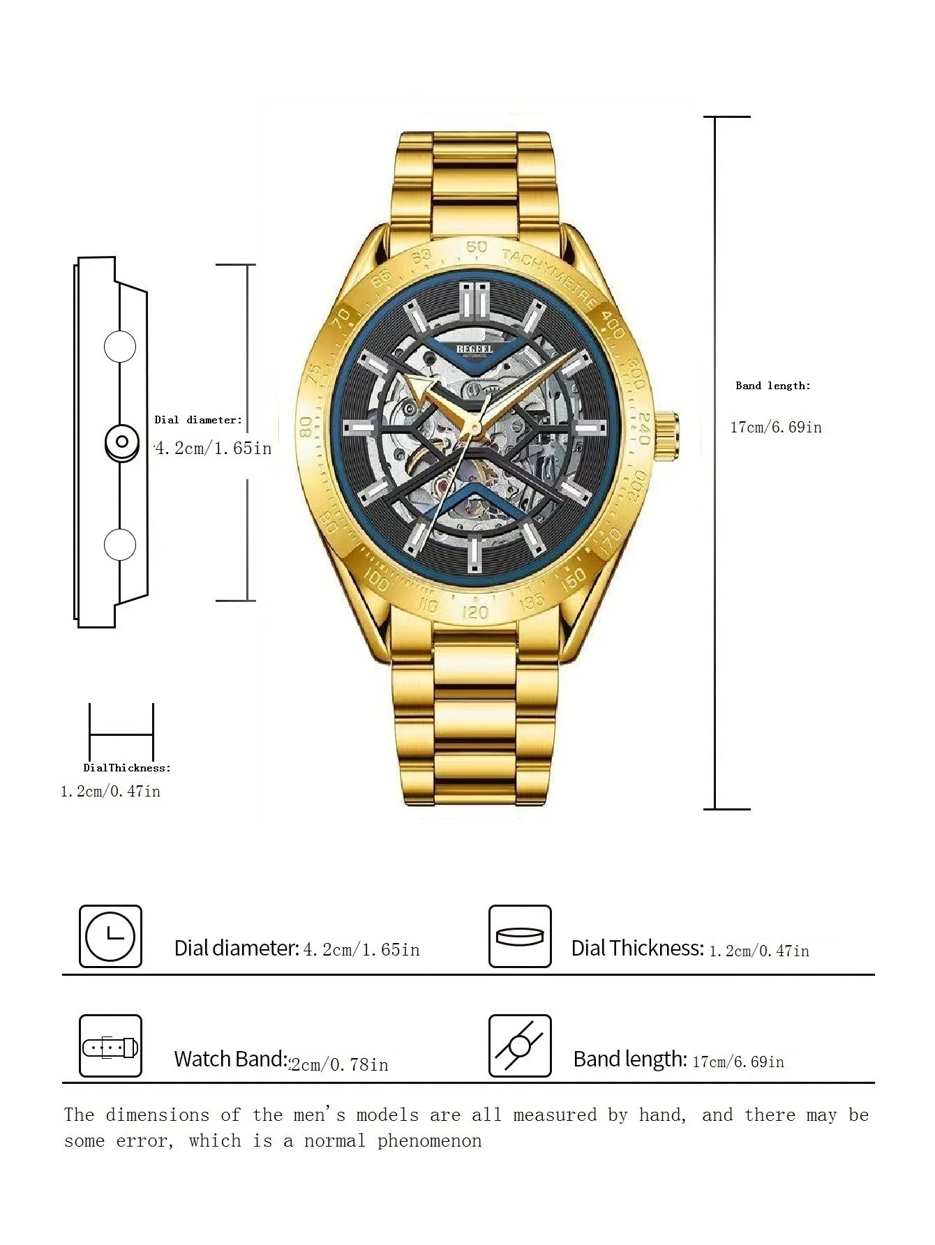 ساعات ميكانيكية للرجال من BEGEEL، ساعات آلية أوتوماتيكية بالكامل، ساعات ميكانيكية للرجال، ساعات ميكانيكية للرجال