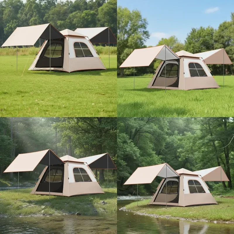 for High Quality New Camping Tent Outdoor Shelter Suitable 4 to 6 People Waterproof Windproof Family  Beach Tent